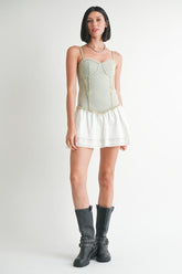 Women Spaghetti straps Sleeveless Flattering Fit Denim Dress Zarnesh