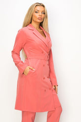 Women’s Solid Double Breasted Belted Trench Coat | Zarnesh