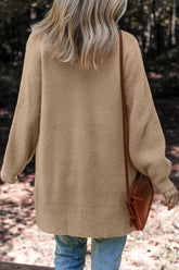 Women’s Solid Fuzzy Knit Button-Front Midi Cardigan | Zarnesh
