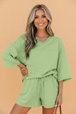 Women’s Solid Loose V-Neck Half Sleeve Tee and Shorts Set | Zarnesh