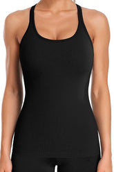 Women’s Solid Ribbed Workout Tank Top with Built-in Bra Racerback | Zarnesh