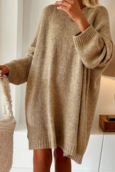 Women’s Solid Slouchy Drop Shoulder Oversize Mini Sweater Dress | Zarnesh