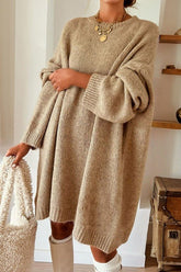 Women’s Solid Slouchy Drop Shoulder Oversize Mini Sweater Dress | Zarnesh