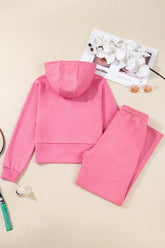 Women’s Solid Zip-Up Hoodie and Jogger Pants Set | Zarnesh