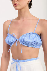 Women's Spaghetti Striped Ruffle Tie Front Bralette | Zarnesh