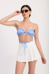 Women's Spaghetti Striped Ruffle Tie Front Bralette | Zarnesh