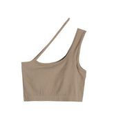 Women's Sporty Padded One Shoulder Double Strap Crop Bralette | Zarnesh