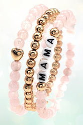Women’s Stretch Semi Precious Bead Mama Bracelet Set | Zarnesh