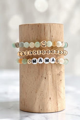 Women’s Stretch Semi Precious Bead Mama Bracelet Set | Zarnesh