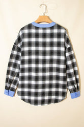Women’s Stripe Plaid Edge Half-Placket Blouse | Zarnesh