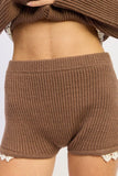Women’s Sweater Solid Lace Detail Micro Shorts | Zarnesh