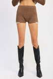 Women’s Sweater Solid Lace Detail Micro Shorts | Zarnesh