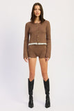 Women’s Sweater Solid Lace Detail Micro Shorts | Zarnesh
