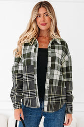 Women’s Textured Plaid Button Up Knit Shacket Jacket | Zarnesh