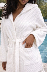 Women's Unisex Cotton Hooded Beach Robe Spa Pocket Bathrobe | Zarnesh
