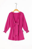Women’s V-Neck Tie-Knot Puff Sleeve Romper | Zarnesh