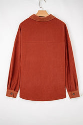 Women’s Velvet Flap Pocket Button-Up Drop Shoulder Shacket | Zarnesh