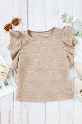 Women’s Wavy Textured Ruffle Cap Sleeve Top | Zarnesh