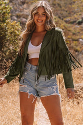 Women’s Western Fringe Faux Suede Moto Jacket | Zarnesh