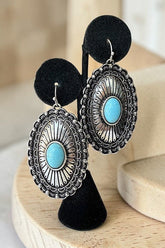 Women’s Western Oval Turquoise Etched Concho Drop Earring | Zarnesh