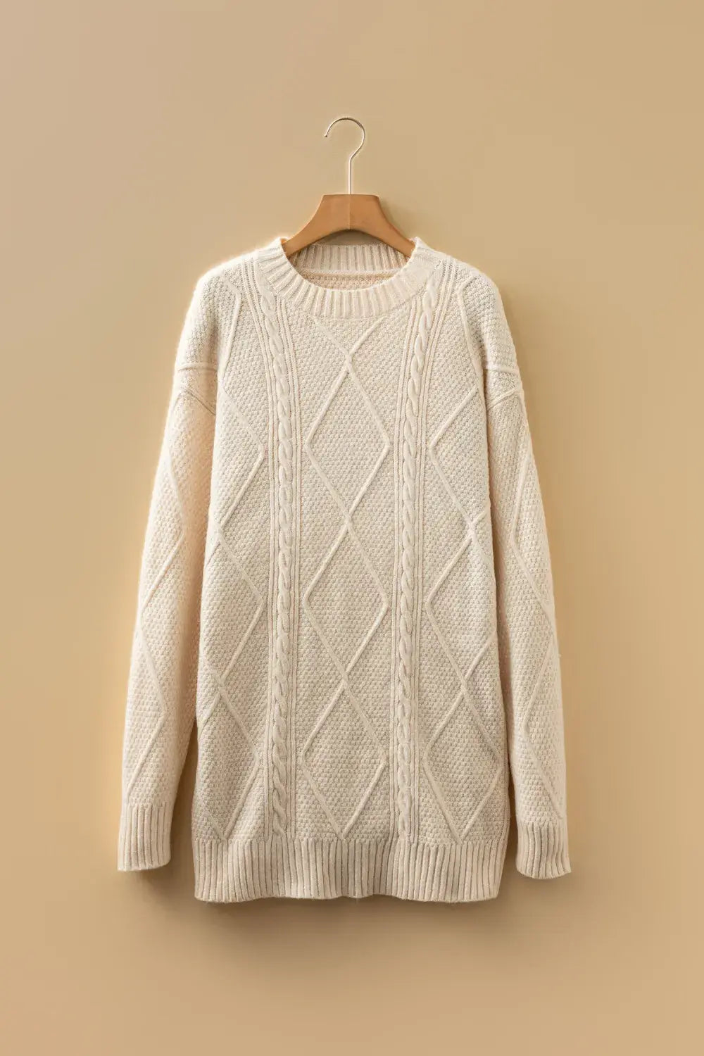 Loose Fit Cable Knit Drop Shoulder Sweater Dress | Zarnesh