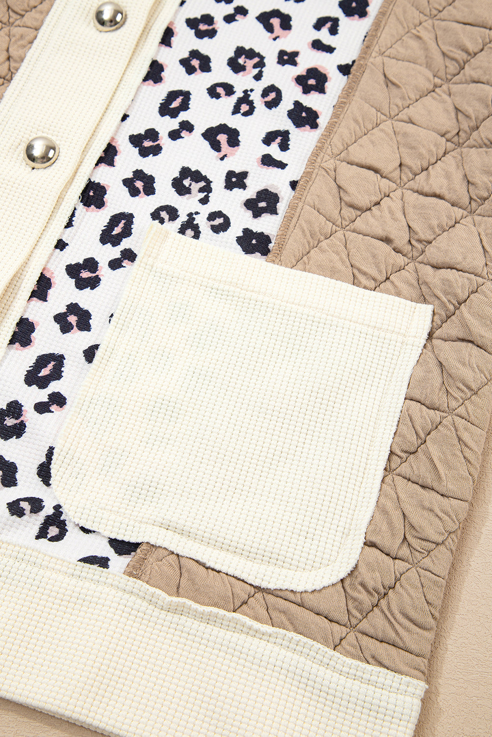 Leopard Patchwork Quilted Waffle Shacket | Zarnesh