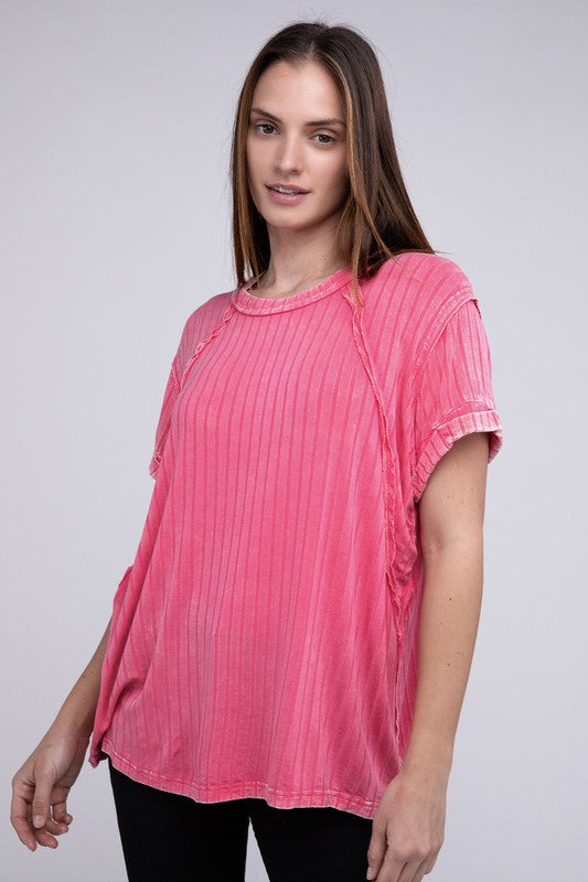 Women Ribbed Raglan Dolman Sleeve Boat-Neck Top | Zarnesh