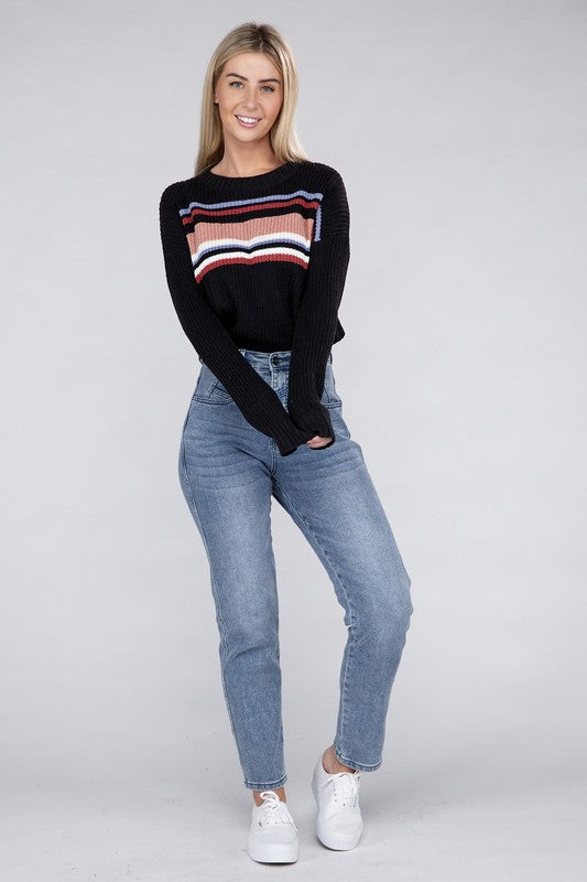 Women Everyday Wear Striped Pullover Sweater | Zarnesh