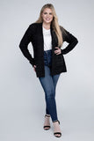 Women Plus Solid Open Front Cardigan | Zarnesh