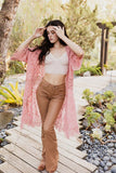 Women's Crochet Open Patch Longline Kimono | Zarnesh