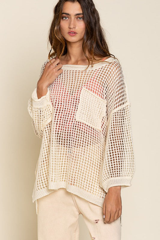 women Oversized Fit See-through Pullover Sweater zarnesh.com