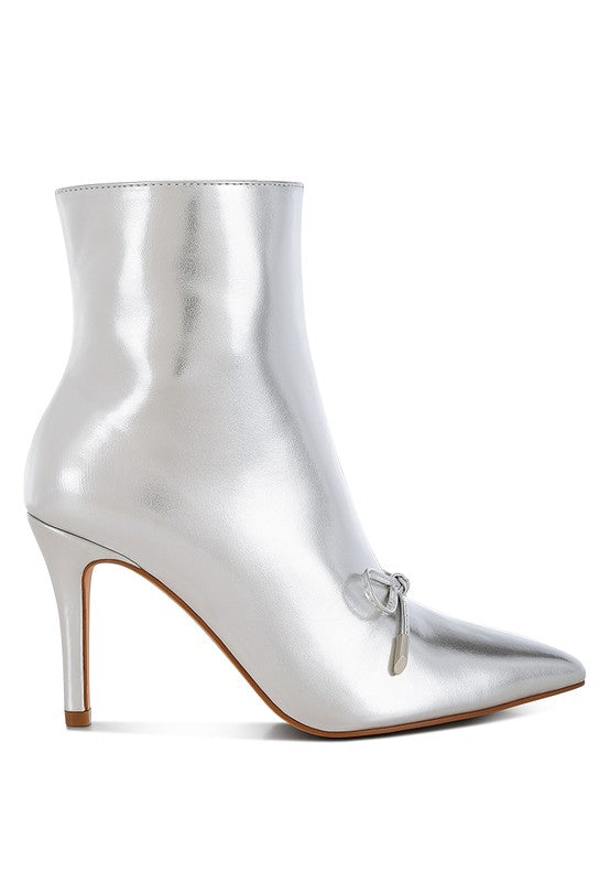 Women’s Capper Bow Detail Metallic High Ankle Boots | Zarnesh