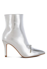 Women’s Capper Bow Detail Metallic High Ankle Boots | Zarnesh