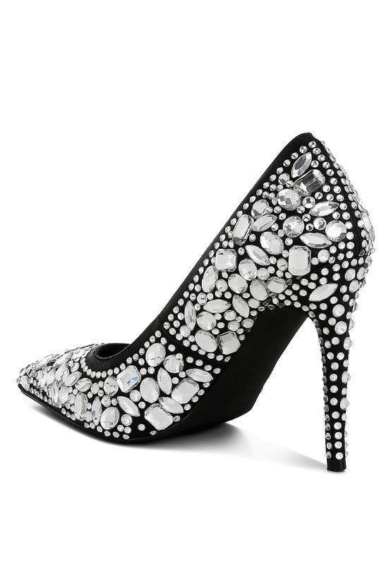 Women’s Iceout Diamante & Rhinestone Embellishment Pumps | Zarnesh