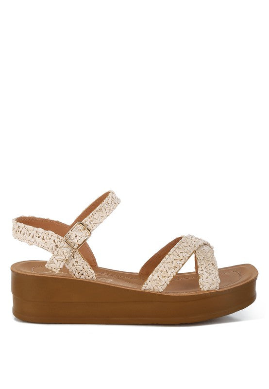 Women Sephone Woven Square Toe Soft Cushion Wedges Heel Zarnesh
