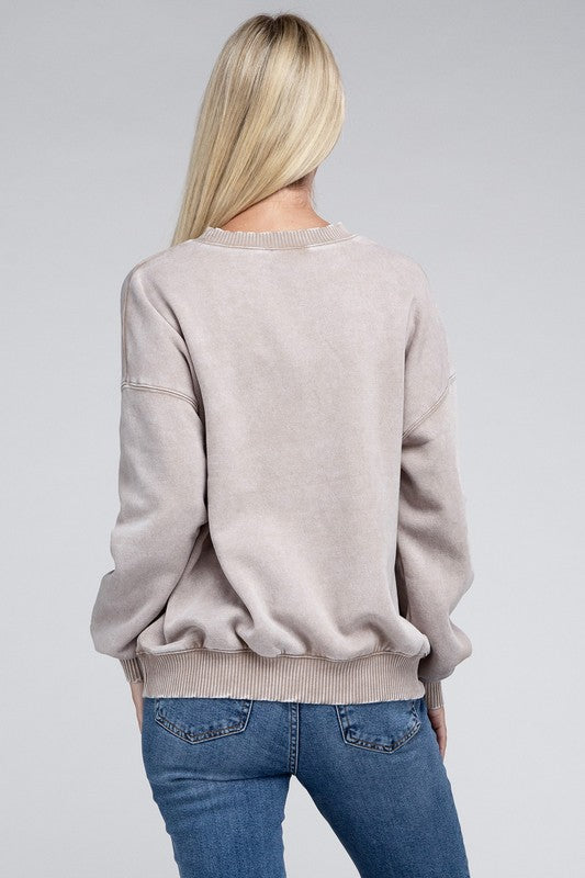 Women's Acid Wash Fleece Oversized Pullover | Zarnesh