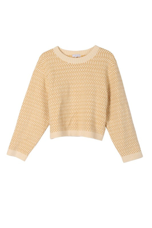 Women’s Herringbone Pattern Crew Neck Sweater | Zarnesh