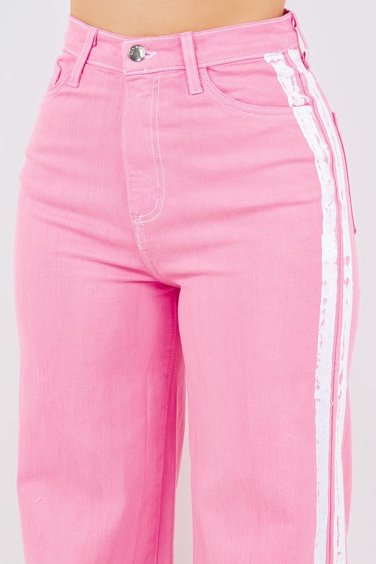 Women’s Striped Jean in Pink | Zarnesh