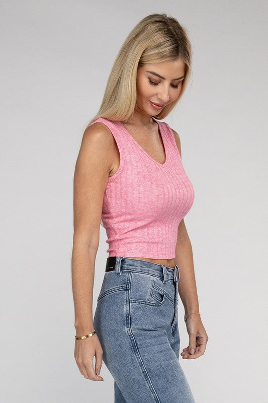 Women's Ribbed Scoop Neck Cropped Sleeveless Top | Zarnesh