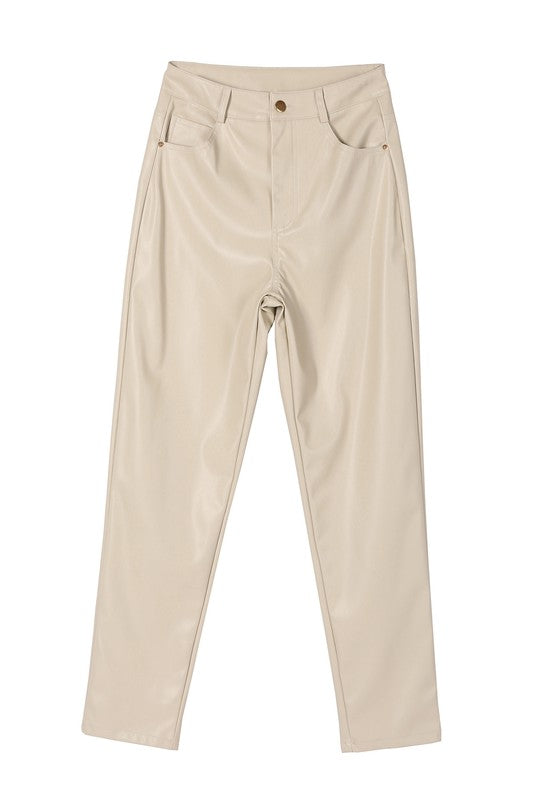Women Solid Pattern Unlined But Opaque Vegan Leather Pants Zarnesh