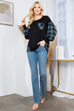 Women Plaid Contrast Bell Sleeve Sweater Knit | Zarnesh