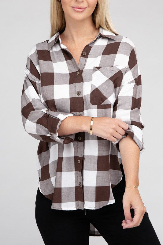 Women Classic Plaid Flannel Shirt | Zarnesh