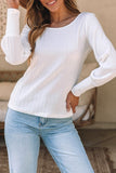 Women’s Mabel Ribbed Bishop Sleeve Round Neck Top | Zarnesh