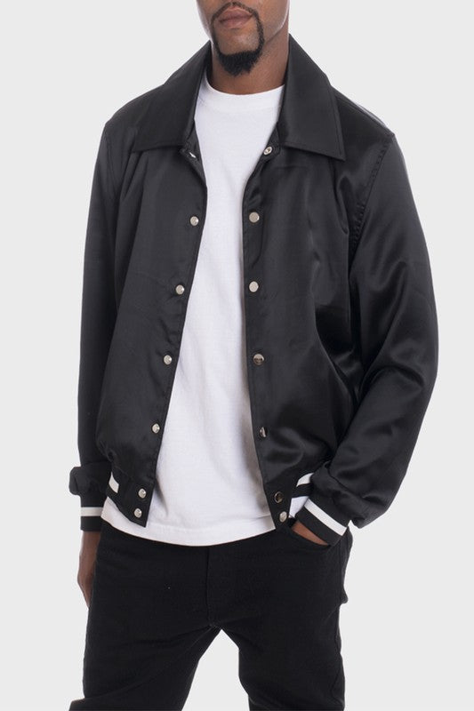 Men's Luxury Side Pockets Front Zip Satin Bomber Jacket | Zarnesh
