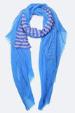 Women Striped Jersey Knit Layered Fashion Fringe Scarf | Zarnesh