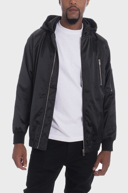 Men’s Satin Full Zip Hooded Windbreaker | Zarnesh