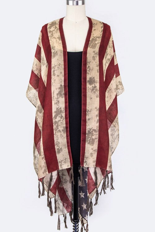 Women Vintage US Flag Shaped Shawl | Zarnesh