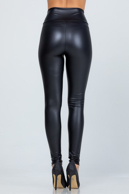 Women High Waist PU Leather Leggings | Zarnesh