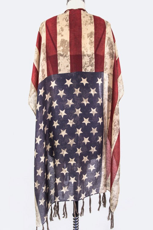 Women Vintage US Flag Shaped Shawl | Zarnesh