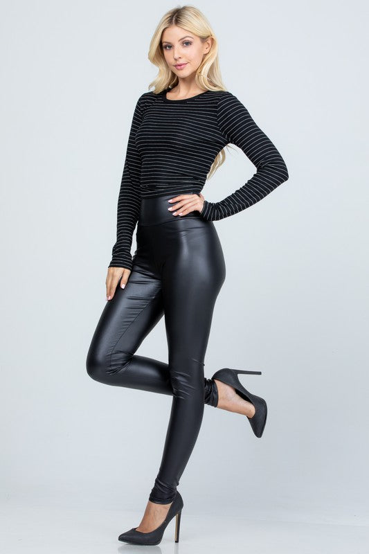 Women High Waist PU Leather Leggings | Zarnesh